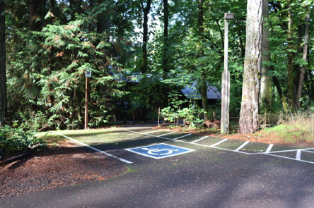 Accessible parking space in main lot
